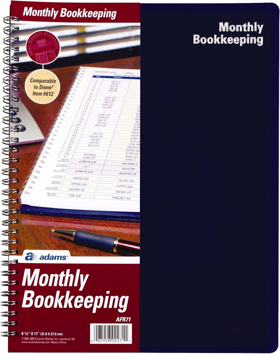 Adams Bookkeeping Record Book, Monthly Format, 8.5 x 11 Inches, White (AFR71) : Adam Financial Records : Office Products
