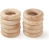 FoDau770 10pcs Natural Beech Wooden Rings, Unfinished Solid Wood Rings Heavy Duty Wood Circles, Macrame Craft Circles for Party, Home Decor & DIY Making - Outer Diameter: 1 Inch