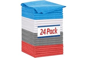 FIXSMITH Shop Towels, Microfiber Cleaning Cloth Bulk, 24 Pack Microfiber Towels for Cars, All-Purpose Absorbent Cleaning Rags, Dust Cloth for Automotive, Mechanic, Garage, Bar, 11.5 x 11.5 inch