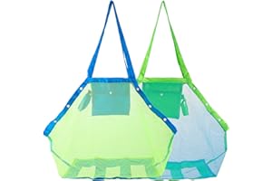 HOMETALL Mesh Beach Tote Bag, Kids Sea Shell Bags,Large Beach Bag Away from Sand