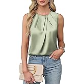 Blooming Jelly Womens Summer Tank Tops Business Casual Outfits Satin Blouse Dressy Work Shirts Spring Clothes