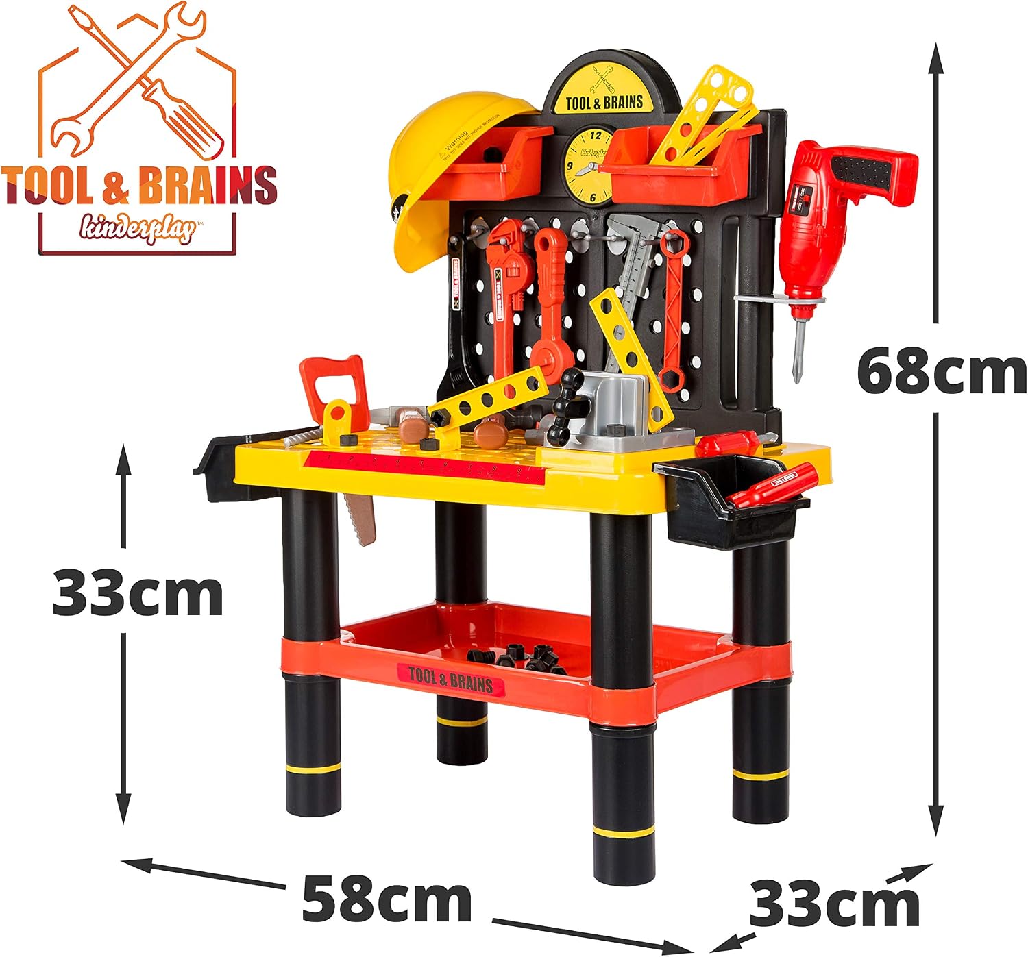 Kinderplay Kids Tool Bench, Yellow, 38 x 58 x 68 centimètres - Image 3