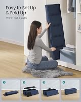 SONGMICS MAZIE Storage Ottoman Bench 110 cm Folding Foot Rest Dark Blue view 6