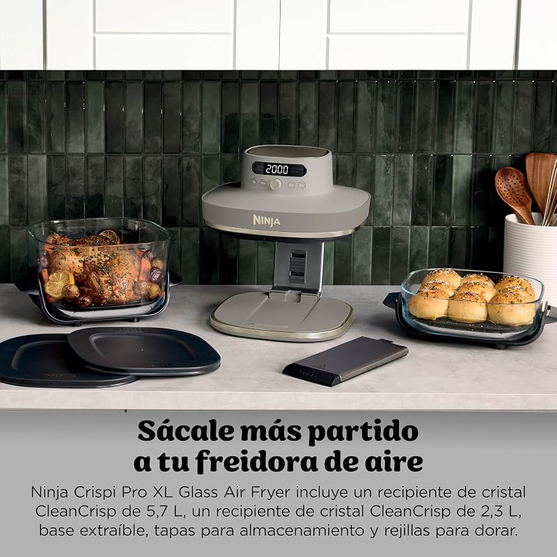 CRISPi PRO XL, Freidora de Aire con 2 Recipientes, Dorado Piedra
