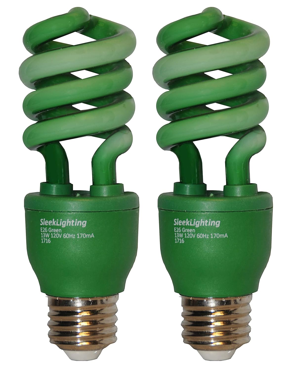 SleekLighting 13 Watt Green Spiral CFL Light Bulb 120Volt, E26 Medium
