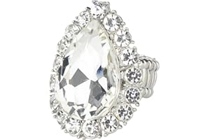 NYFASHION101 Women's Teardrop Stone Studs Fashion Stretch Ring