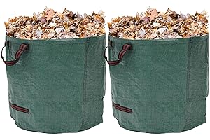 DOONARCES 2Pcs 106 Gallon Reusable Garden Waste Bags Foldable Outdoor Yard Leaf Trash Bags Freestanding Container Bag with Handles Lawn Patio Waste Bags for Loading Leaf Trash, Green (2Pcs/106Gal)