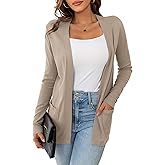 VERABENDI Womens Lightweight Open Front Long Sleeve Cardigan Sweaters for Women with Pockets S-XL