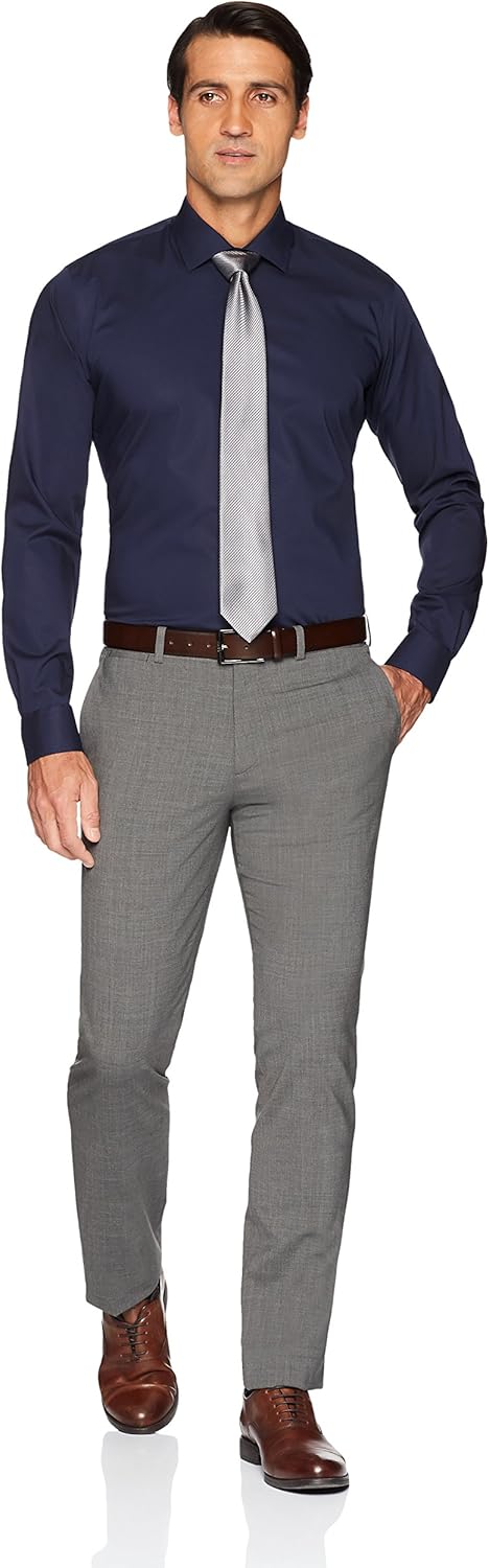  Brand - Buttoned Down Men's Slim Fit Stretch Poplin Dress Shirt, Supima Cotton Non-Iron, Spread-Collar: Clothing