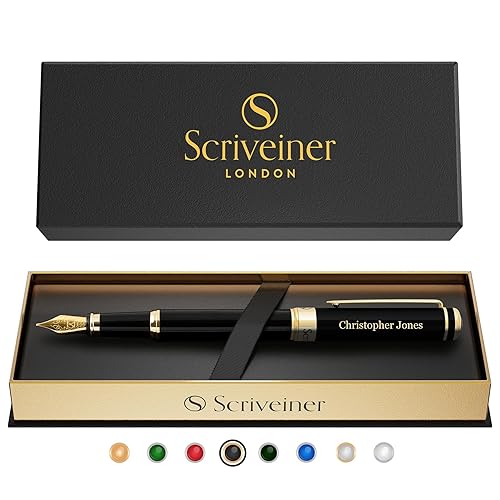 Scriveiner Personalized Black Fountain Pen Stunning Luxury Pen
