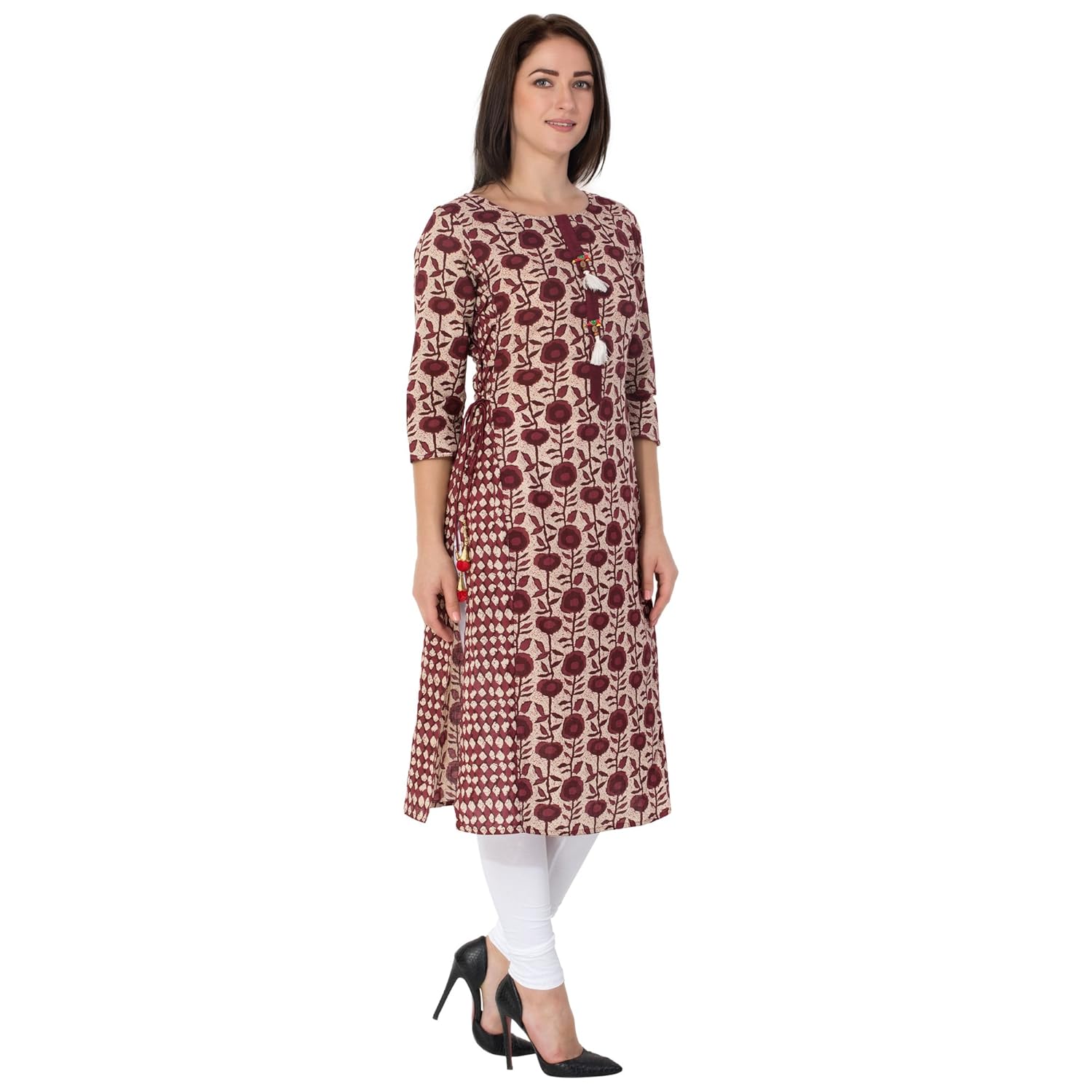 gulmohar jaipur women's cotton straight kurti (pink)
