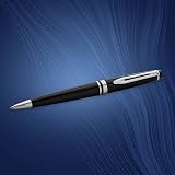 Waterman Expert Ballpoint Pen Gloss Black Chrome Trim Medium Tip Blue Ink Gift view 5
