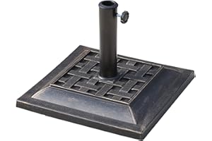 Outsunny 20 lbs Square Resin Patio Umbrella Stand Base Coated Pole Market Umbrella Parasol Holder Bronze