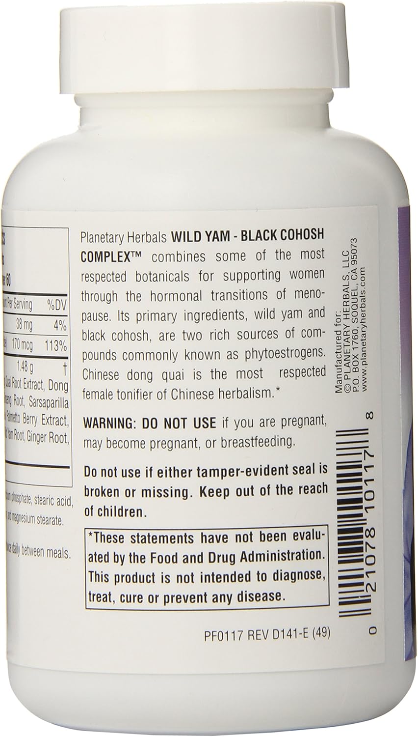 Herbals Wild YamBlack Cohosh Complex Tablets, 120 Count