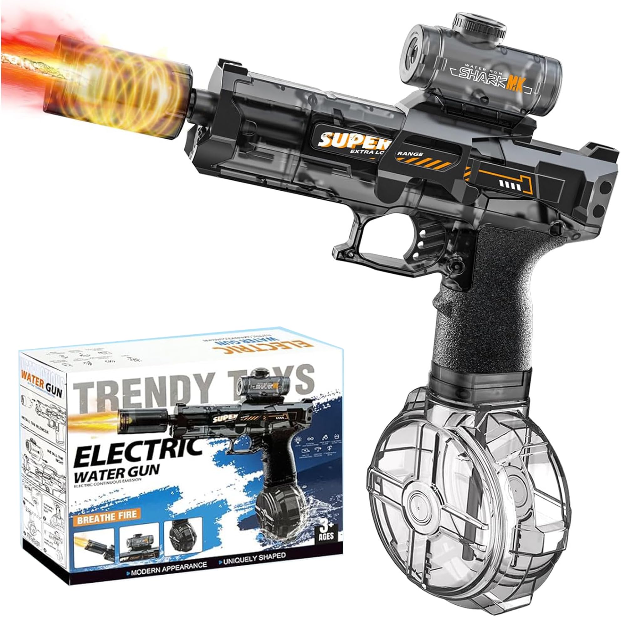 Photo 1 of Electric Water Gun for Adults Kids, Automatic Squirt Gun with a Long Range of up to 26-30 Ft, LED Light Large Capacity Battle Blaster Fully Auto Water Gun (Black)