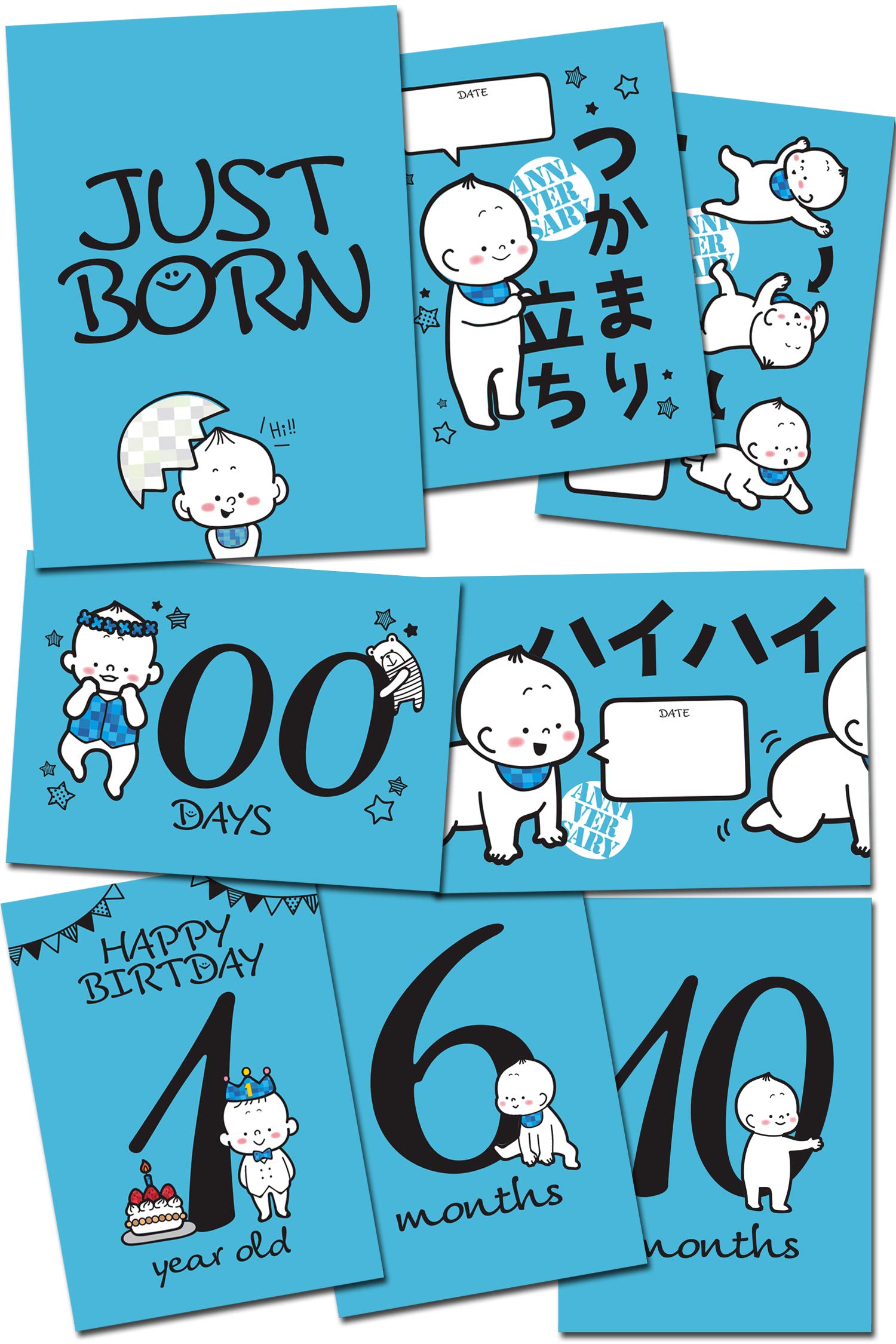 【Babystity】月齢フォト カード マンスリーカード 24面12枚 赤ちゃん 写真 (Baby_Boy)商品画像