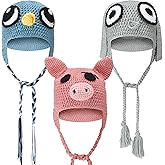 Yearntown 3 Pcs Bird Pig Elephant Hats Pig Elephant Halloween Book Character Costumes Accessories Crochet Caps with Realistic Eyes for Halloween Party Cosplay Dress up