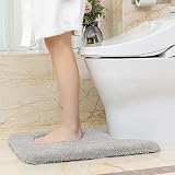 Non Slip Toilet Mat 50x60cm U Shape Light Gray Microfiber Thick Plush view 2