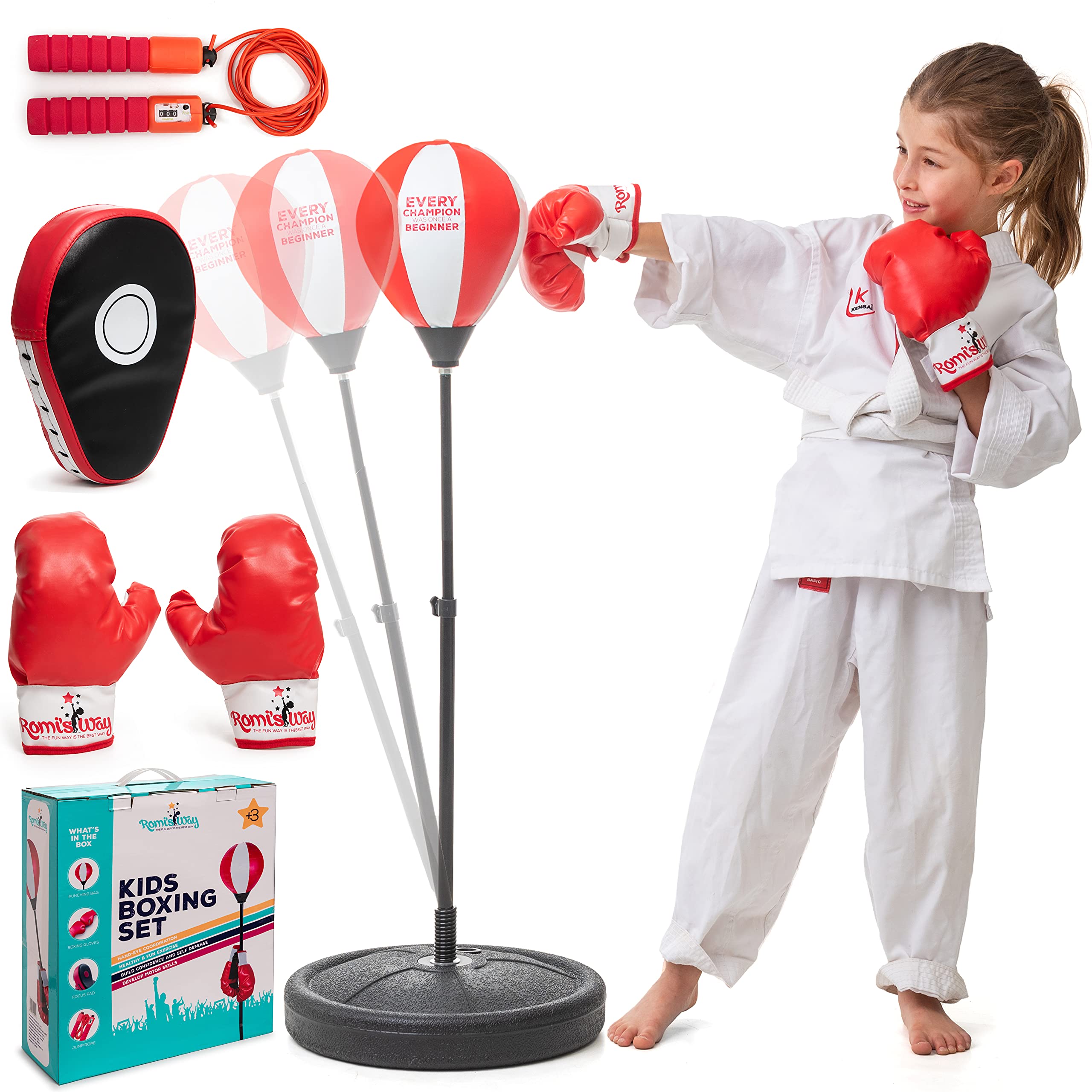 Romi's Way Punching Bag for Kids with Adjustable Stand Boxing