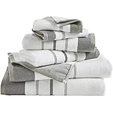 Great Bay Home Decorative Bath Towel Set - Luxury Cotton 6 Piece Towel Set - Luxurious, Ultra-Soft, Durable Towels for Bathroom Decor (Dark Grey/Light Grey)