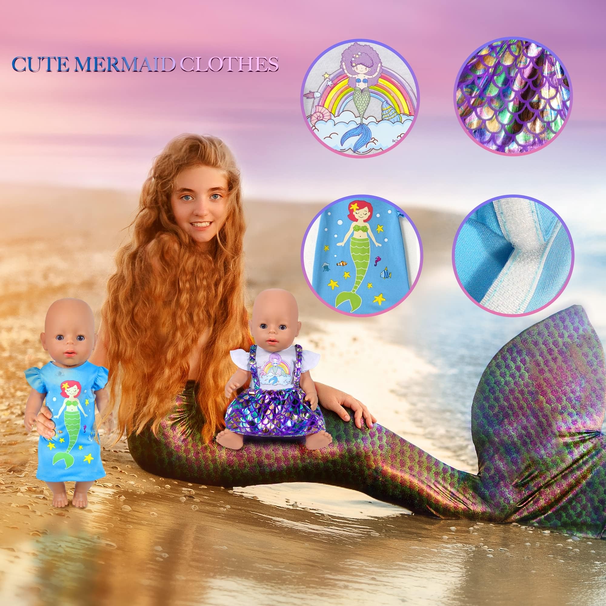 12 Sets 14-16-Inch-Baby-Doll-Clothes-Outfits Dress Headbands Accessories Compatible with 43cm New Born-Baby-Doll, 15-inch-Baby-Doll