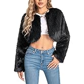 WELLATENT Fur Coats For Women,Plus Size Cropped Faux Fuzzy Jacket Fluffy Fall Coat.