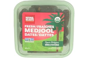 FRESH PRODUCE (BRANDS MAY VARY) Natural Delights Fresh Medjool Dates (1 lb.) | Great Snacks for Adults and Kids | Non-GMO Verified | Superfood | No Sugar Added | Good Source of Fiber | 16 Vitamins & Minerals Packaging may vary