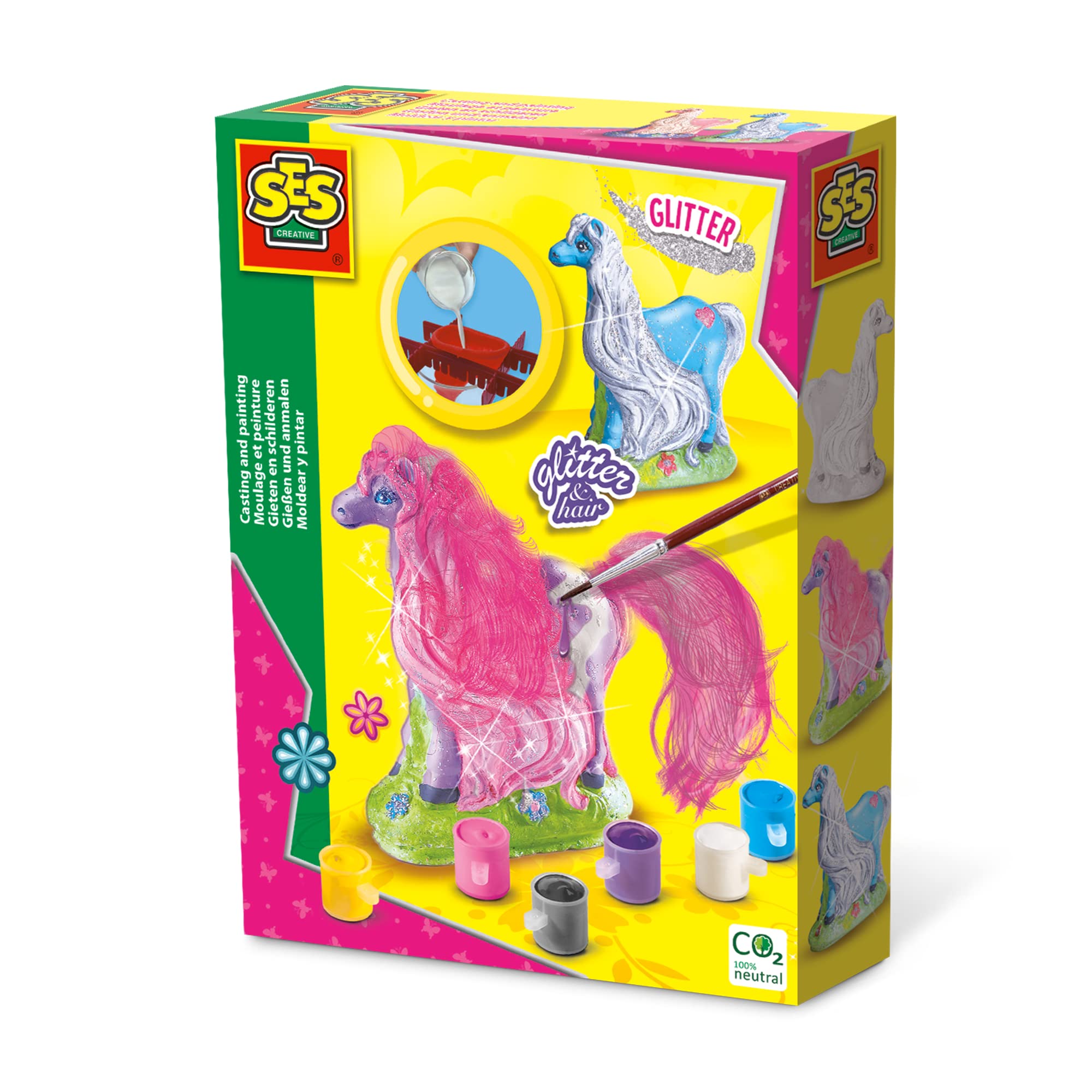 SES Creative 01272 Children's Glitter Hair Horses Casting and Painting Set, Multicolour — image 1