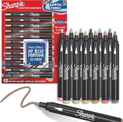 Sharpie Creative Marker Acrylic Paint Pens Earth Tones 12 Count Bullet Tip