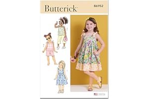 Butterick B6952A Children's Dresses, Tops, Shorts and Pants Sewing Pattern Kit, Design Code B6952, Sizes 3-4-5-6-7-8