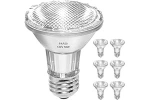 Jaenmsa PAR20 Flood 50W 120V Bulbs, 6 Pack 50 Watt PAR20 Halogen Bulb 2250 Lumens, Dmimable Par20 E26 50W 120V Eco Halogen Light Bulb Warm White 2700K Reflector for Track Lighting & Range Hood