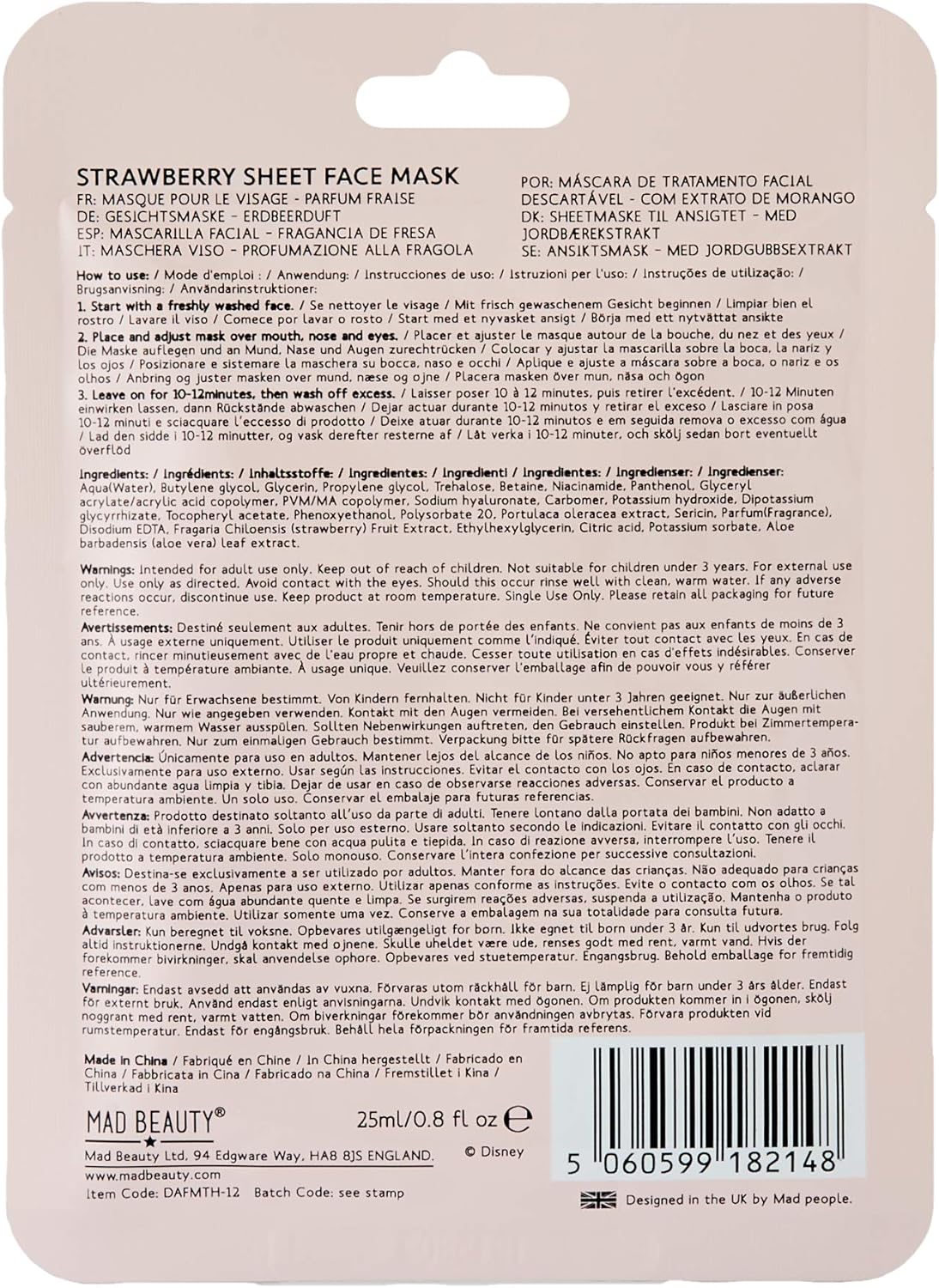MAD Beauty Disney Animal Face Mask Thumper, 0.03 kg, Multi - Image 3