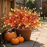 Artificial Fall Flowers for Outdoors,36 pcs Faux Outdoors Plants Realistic Artificial Autumn flower UV Resistant for outside Look Real Fake Plants for Thanksgiving Porch Decor Window box planters