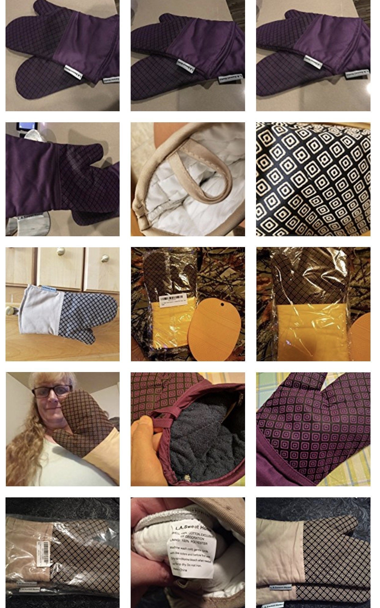 Silicone Oven Mitts Greek Key Pattern Heat Resistant Potholders Cooking Gloves Non-Slip Barbecue Gloves, Pot Holders,1 Pair LA Sweet Home(Khaki) by LA Sweet Home