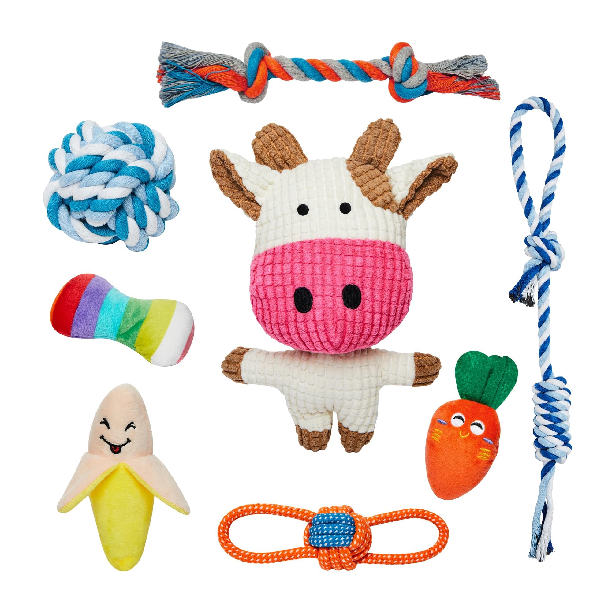 Toozey Dog Toys for Small Dogs, 8-Pack Durable Chew and Squeaky Rope Toys, Natural Cotton, Non-Toxic, Stress Relief for Puppies