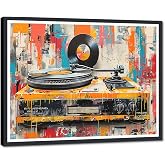 Novatique Retro Music Room Decor Vinyl Records Wall Art Cool Art Record Decor Print Minimalist Tape Music Posters Framed for Men and Woman Living Room Bedroom,12x16inch