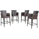 Christopher Knight Home Anaya 45" Wicker Barstools, 4-Pcs Set, Multibrown