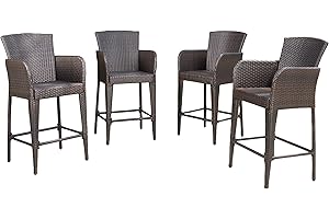 Christopher Knight Home Anaya 45" Wicker Barstools, 4-Pcs Set, Multibrown