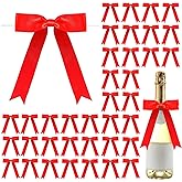Riceshoot 50 Pcs Valentine Red Satin Ribbon Bows 5x7 Inch Large Twist Tie Bow for Gift Wrapping Champagne Bottle Balloon Treat Bag DIY Craft Decor Wedding Bridal Baby Shower Galentine Birthday Party