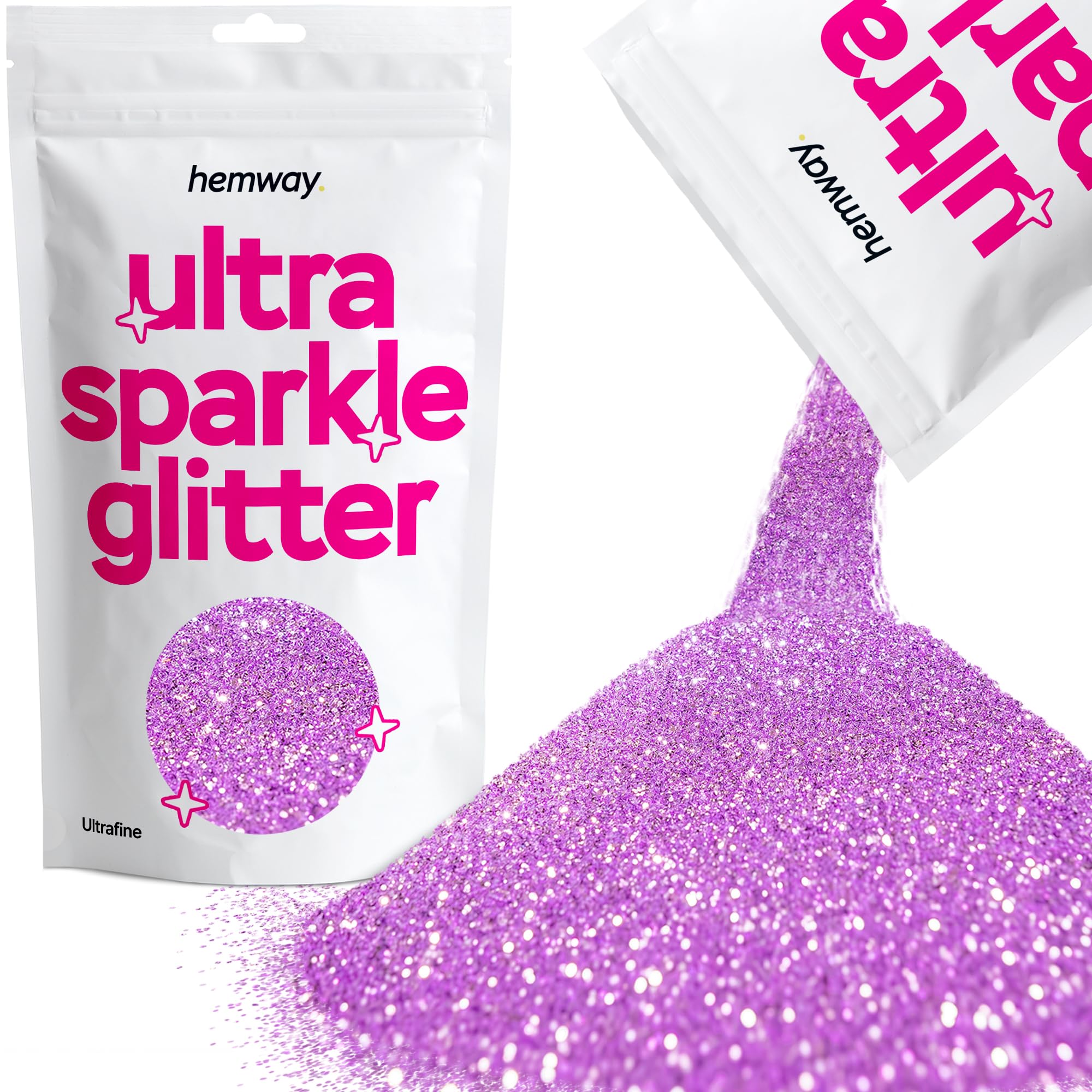 Hemway Ultra Sparkle Glitter Lavender Purple 100g Ultrafine | Glitter for Arts & Craft, Makeup, Nail Art, Crafting, Card Making, Sparkle Decoration
