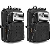 2 Pack Tactical Molle Utility Pouchs,Mini Belt Pouch EDC Pouch Tactical Phone Pouches Outdoor Admin Tool Pouch Medical EDC IFAK Pack with US Flag Patch