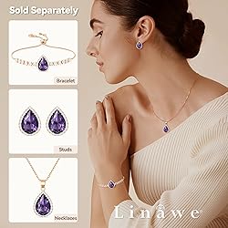 Linawe Amethyst Crystal Chain Necklace for Women