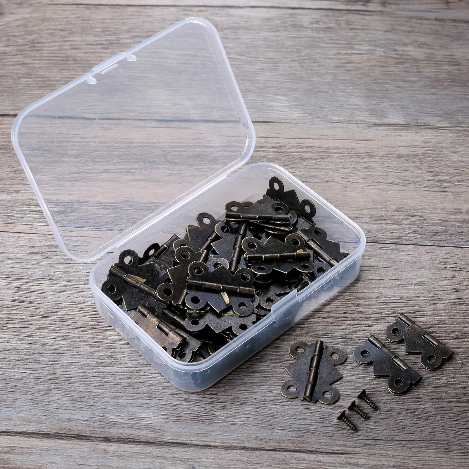 Juland 40 PCS Mariposa de latón antiguo Mini Bisagras Bisagras de