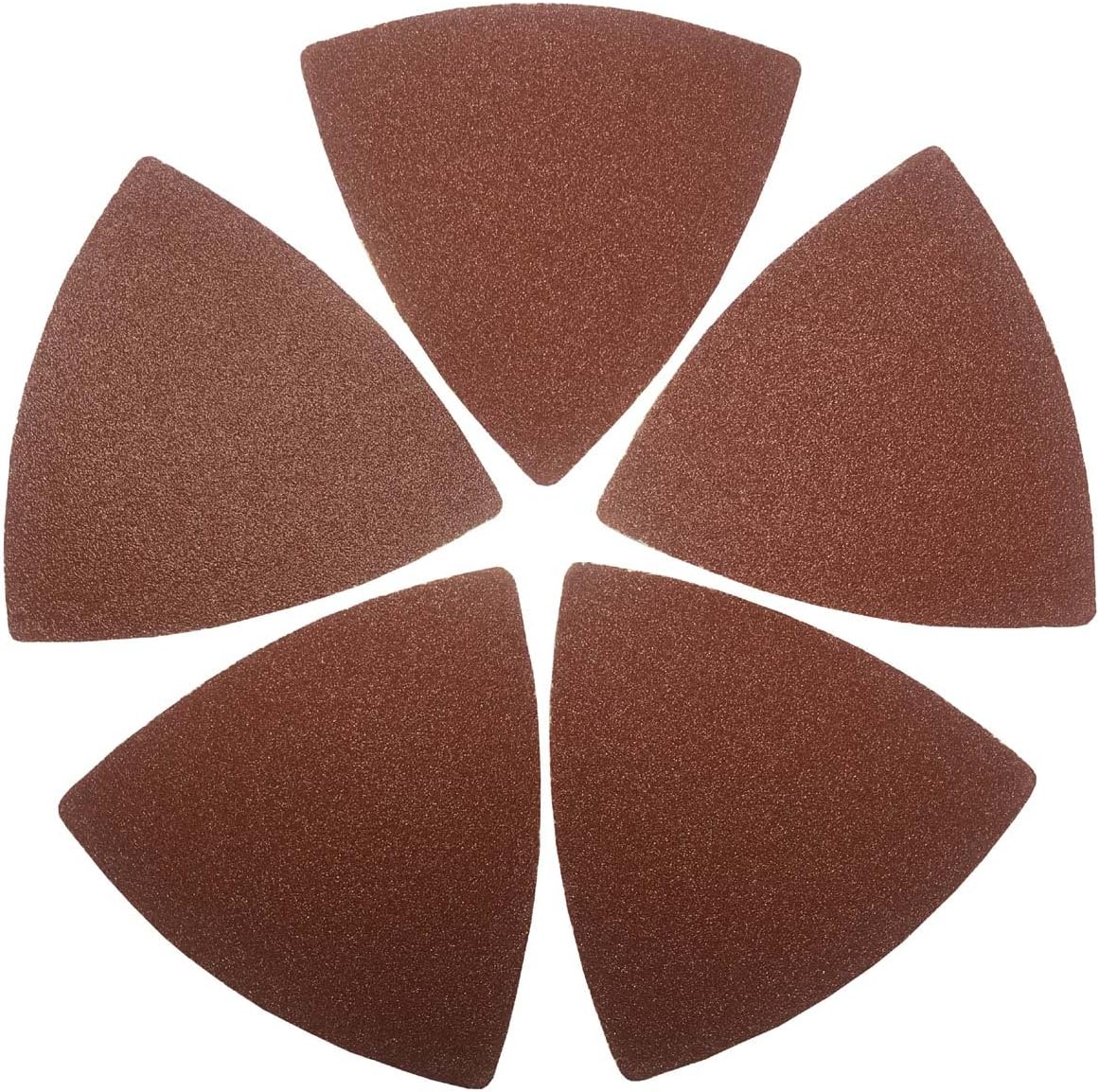 XXGO 60 Pcs 100 Grits Triangular 31/8 Inch Hook & Loop Abrasive Multi