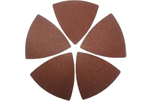 XXGO 60 Pcs 120 Grits Triangular 3-1/8 Inch 80mm Hook & Loop Oscillating Tool Sanding Paper for Wood Sanding Fit 3-1/8 Inch 80mm Triangular Oscillating Multi Tool Sanding Pads XG8020120