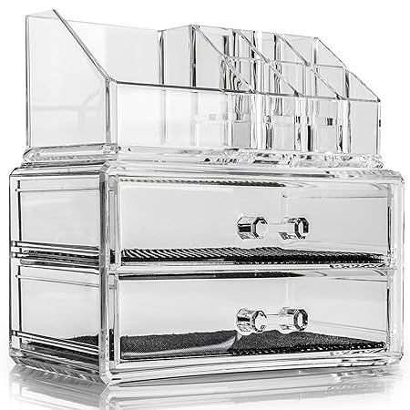 Deluxe Acrylic Makeup Organiser So02609 2 Large Clear Drawers 8