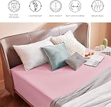 Bedsure Double Fitted Sheet Deep 16in Pocket 135x190 Pink Microfiber view 7