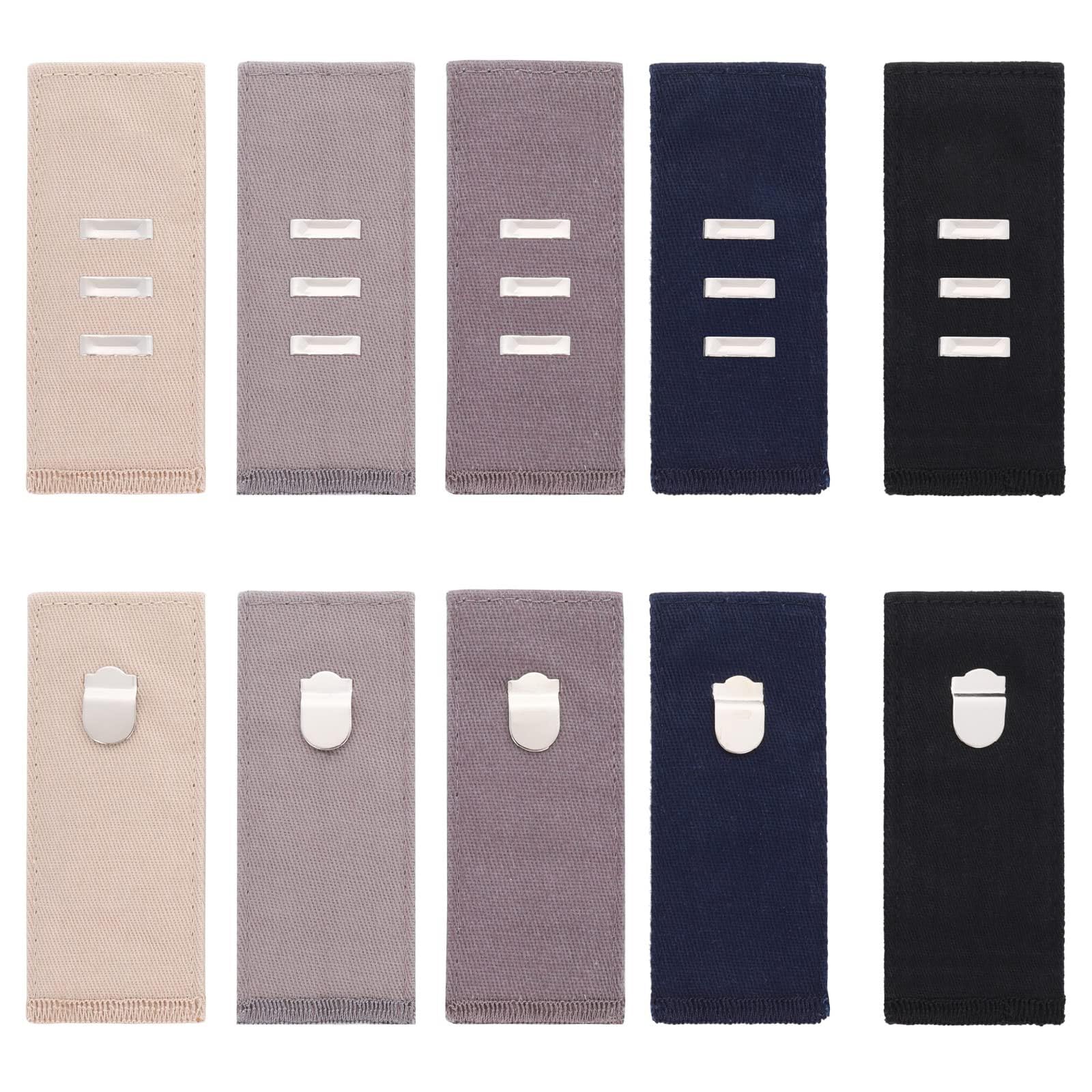 10pcs Waist Extenders with Metal Hook for Pants, Trouser Extenders Women & Men,Jeans, Trousers, Skirts, Pregnancy Maternity, Mixed Colors, Adjustable & Invisible Pants Waist Extenders