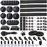 N NOROCME Cable Management Organizer Kit 152pc Black Wire Sleeve Holder Ties view 1