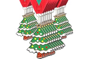 Cholemy 20 Pcs Christmas Medals Award Metal Trophy Award with Neck Ribbon Xmas Prizes Gift for Xmas Party Ornament